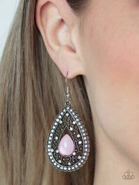 Paparazzi Jewelry Accessories - Cloud Nine Couture - Pink Earrings - Vintage